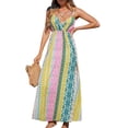 thumbnail image 1 of Lucakuins Vestido sin mangas para mujer, sin mangas, con cuello en V, estampado gráfico, vestido maxi de verano para vacaciones Lucakuins moda, 1 of 9