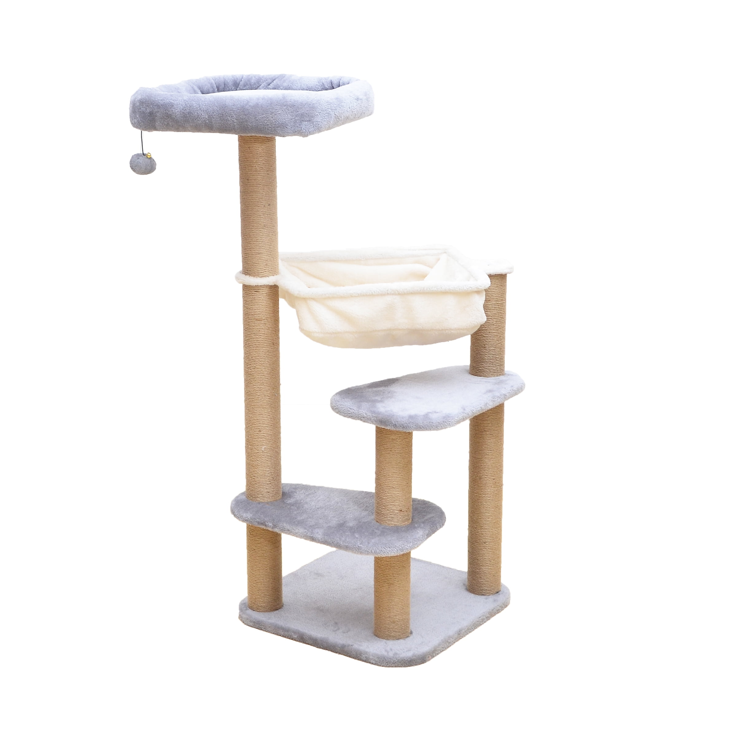 PetPals Oak Gray 4Level Cat Tree, Size 18″ x 18″ x 42″ Assembled