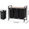 thumbnail image 5 of JoanKaren 3-Bag Laundry Sorter Cart with Wheels,Metal Rolling Hamper with Removable Bags and Top Shelf,3 x 11.5 Gal, 5 of 7