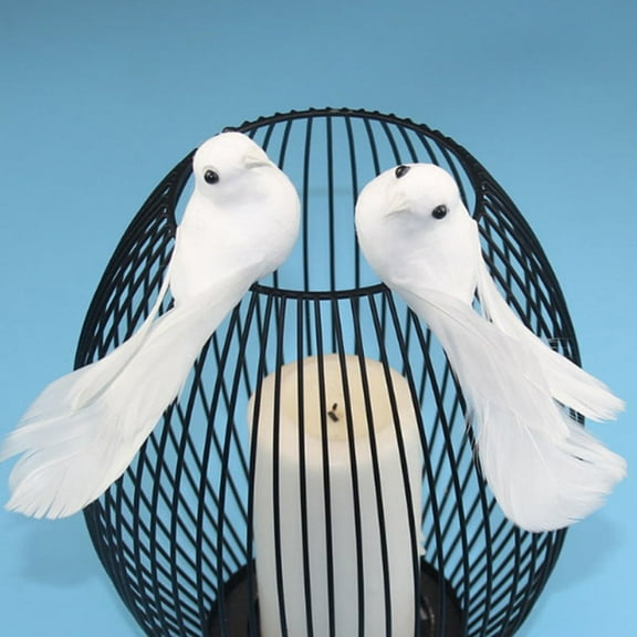 2Pcs Birds Simulation Artificial Feather Doves Feather Park Mall Ornament .qhWL