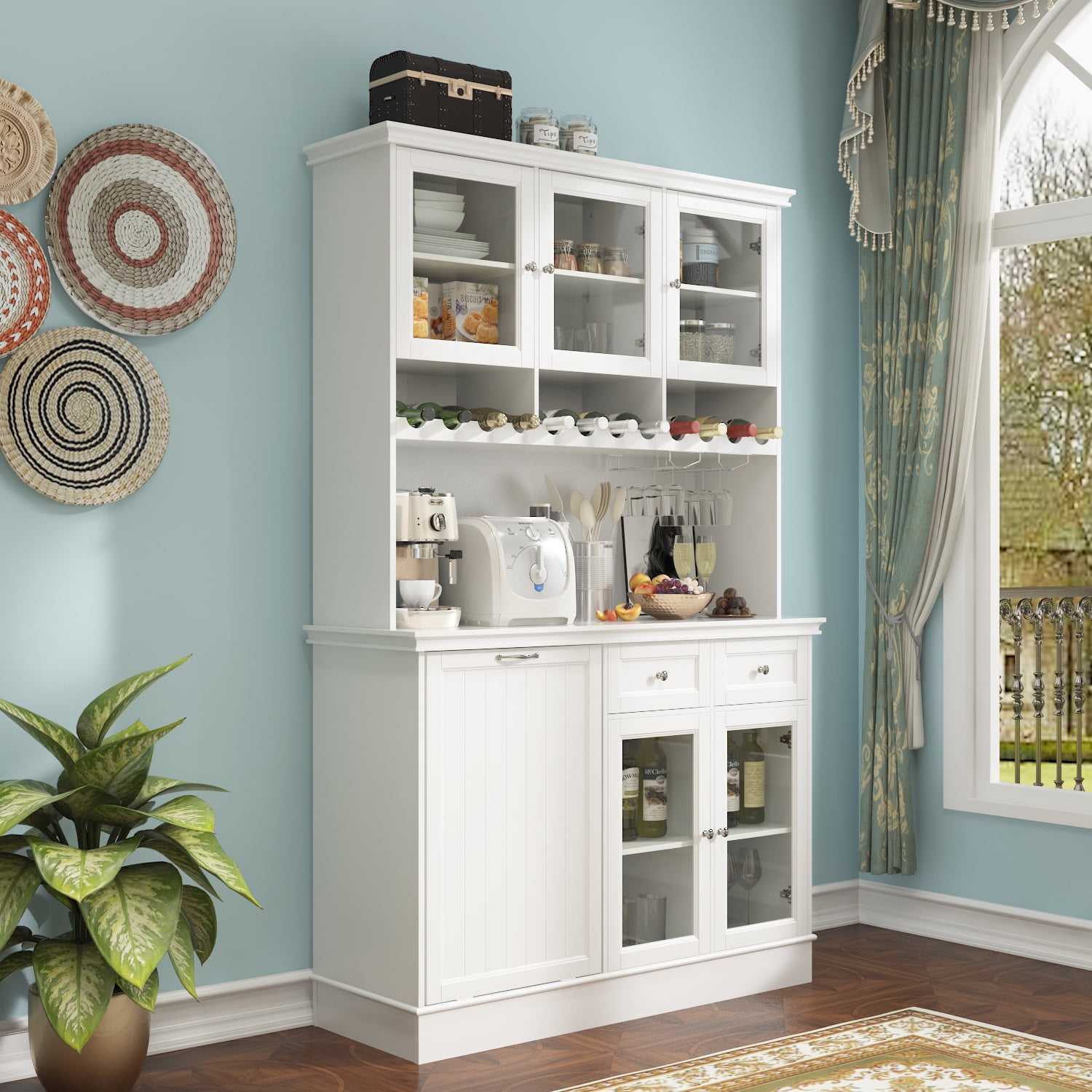 Hitow Sideboard Buffet Liquor with Storage for Kitchen