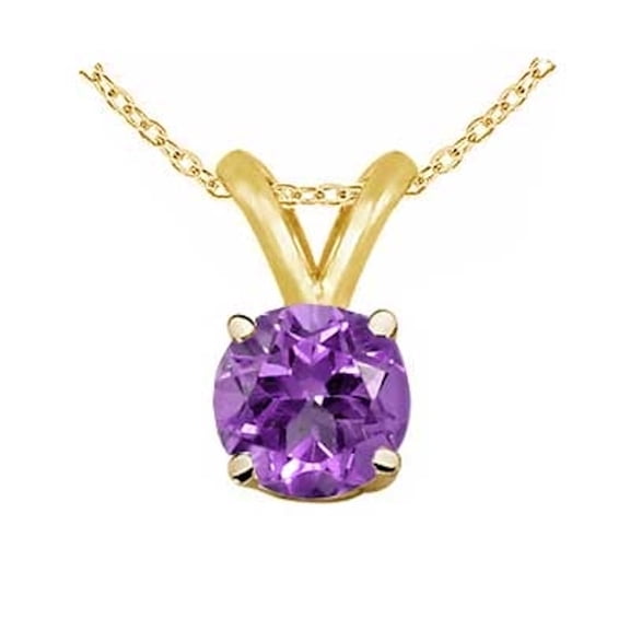 Aonejewelry 1.10Ct Round Amethyst Pendant in 14k Yellow Gold