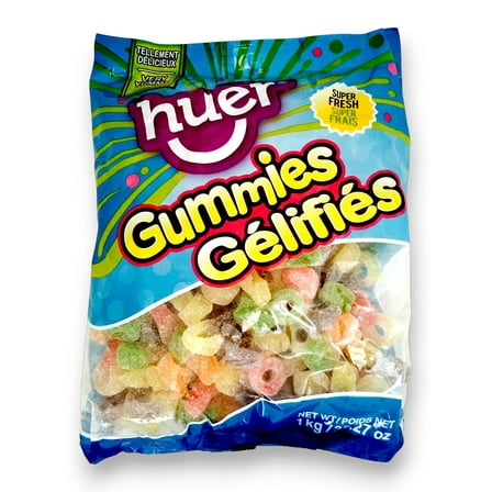 Huer Mini Sour Suckers Gummy Candy, Peanut Free Fruity Candy, 1kg/2.2 lb