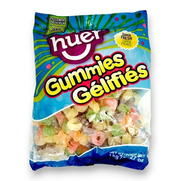 Huer Mini Sour Suckers Gummy Candy, Peanut Free Fruity Candy, 1kg/2.2 lb