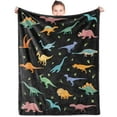 thumbnail image 5 of Dinosaur Blanket Soft Flannel Lightweight Dinosaur Cartoon Throw Blanket Dino Gifts for Kids Boys Girls Super Cozy Plush Cute Dinosaurs Blanket for Sofa Bed Living Room Blankets Decor Black(50"x60"), 5 of 8