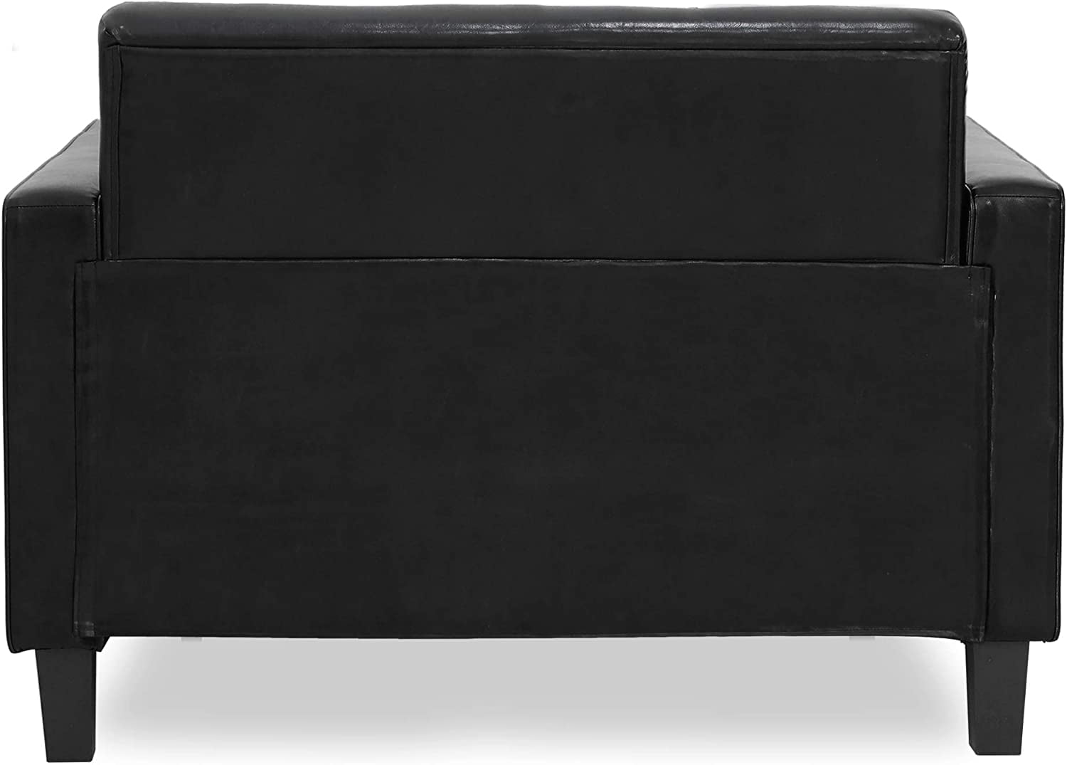Furinno Brive Contemporary Tufted Loveseat, Black Faux Leather