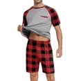 thumbnail image 3 of MINTREUS Men's Pajamas Colors Contrast Short Sleeve Round Neck 2-piece Set Men's Loose Shorts Casual Set Raglan Pajamas, 3 of 6