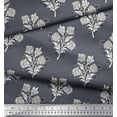 thumbnail image 3 of Soimoi Polyester Crepe Fabric Leaves & Floral Block Print Fabric by The Yard 52 Inch Wide, 3 of 3