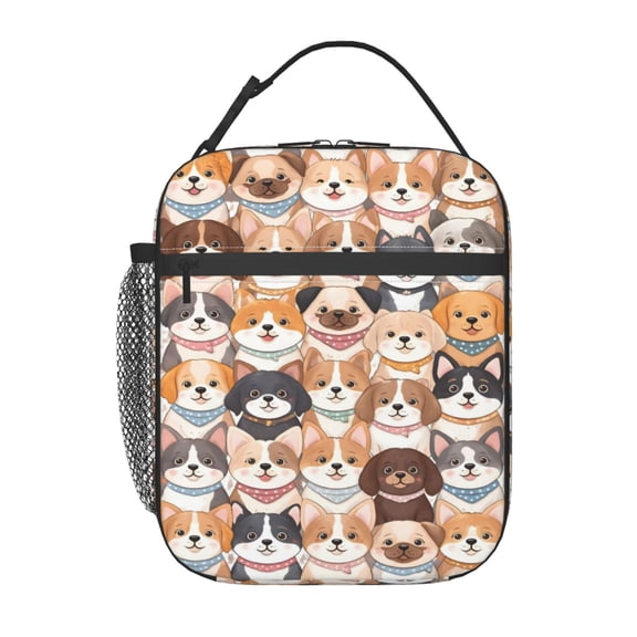 Dog Pattern Lunch Bag Portable Thermal Lunch Box for Men and Women