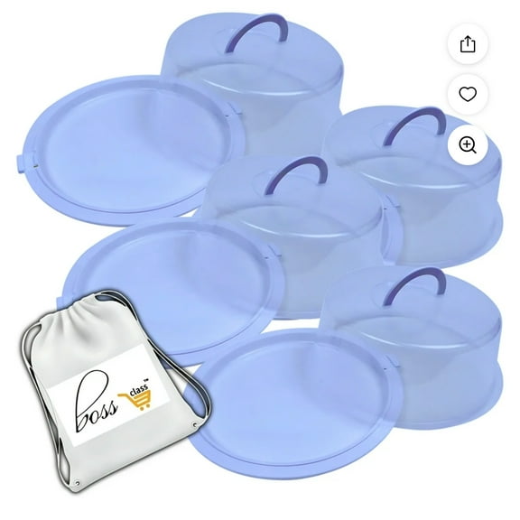 Reusable Plastic Cake Container with Lid 12" Round x 4.75" Tall Clear Pastry Dome & Dessert Carrier with Custom Storage Bag