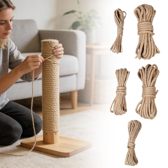 Goowood Durable Sisal Rope for Cat Tree Repair and Crafts Thick Natural Jute Twine Replacement Cat Scratching Post Rope for Home Decor and Climbing