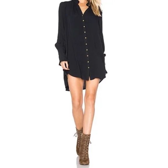 FREE PEOPLE Women's Navy Blue Lieutenant Shirt Dress Sz XS 59082776