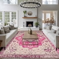 thumbnail image 4 of Boho Pink Large Area Rugs for Bedroom Living Room, Soft Non Slip Carpet Bedside Rug, Middle Century Boho Geometric Abstract Southwestern Rectangular Floor Cover Kitchen Accent Rug 8'x10' for Office, 4 of 9