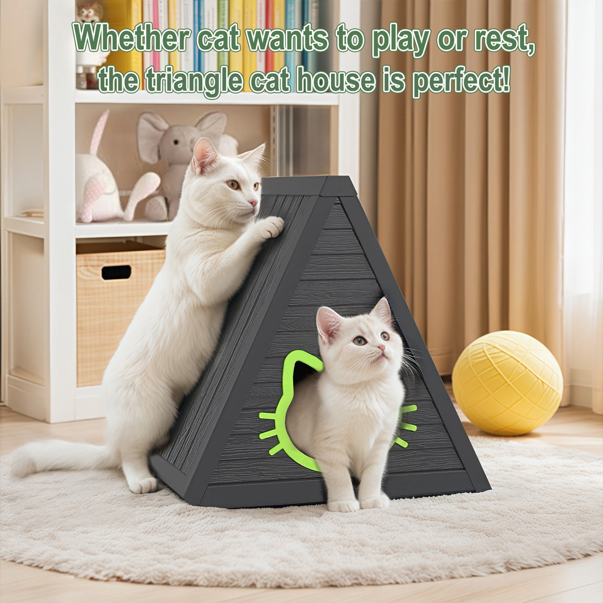 Fazzn Cat House for Indoor and Outdoor Cats, Feral Cat Shelter, Suitable for Outdoor Use. Easy to Install and Clean, Ideal for Indoor and Balcony Use.Black/Gray,Father's Day Gift