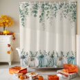 thumbnail image 3 of Fall Green Pumpkin Shower Curtains for Bathroom, Eucalyptus Leaves Waterproof Fabric Shower Curtain for Bathroom Bathtub Decoration, Machine Washable, 72"x84", 3 of 9