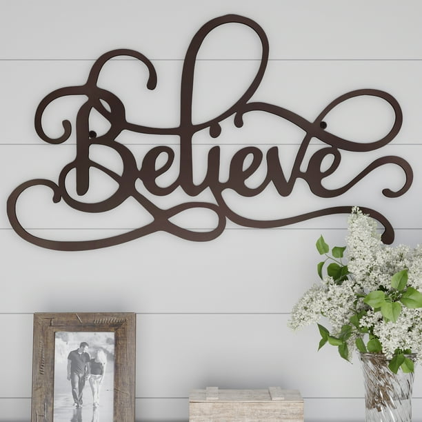 Metal Cutout Believe Decorative Wall Sign3D Word Art Home Accent