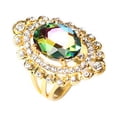 thumbnail image 6 of AYYUFE Women Rainbow Color Big Ellipse Glass Rhinestone Hollow Party Ring Gift Jewelry Glass, Alloy, Rhinestone Beige, 6 of 7