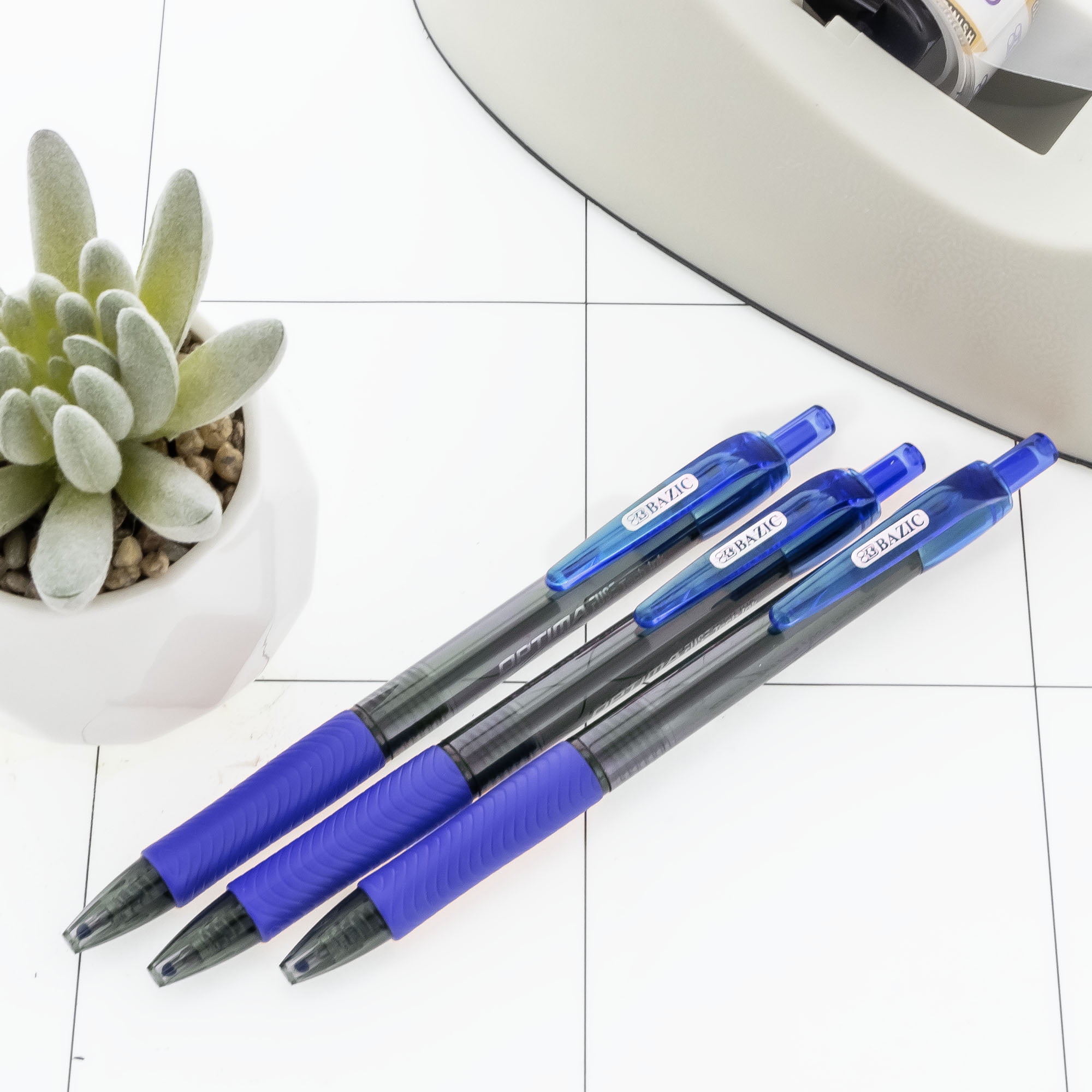 BAZIC Optima Blue Fuse Tech Ink Retractable Pen, 0.7 mm, (3/Pack), 24-Pack