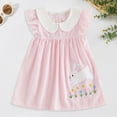 thumbnail image 2 of Ulanda Toddler Baby Girl Easter Outfit Bunny Embroidery Smocked Dress Ruffle Sleeve Plaid Dress Cute Easter Clothes (Red, 12-18 Months), 2 of 7