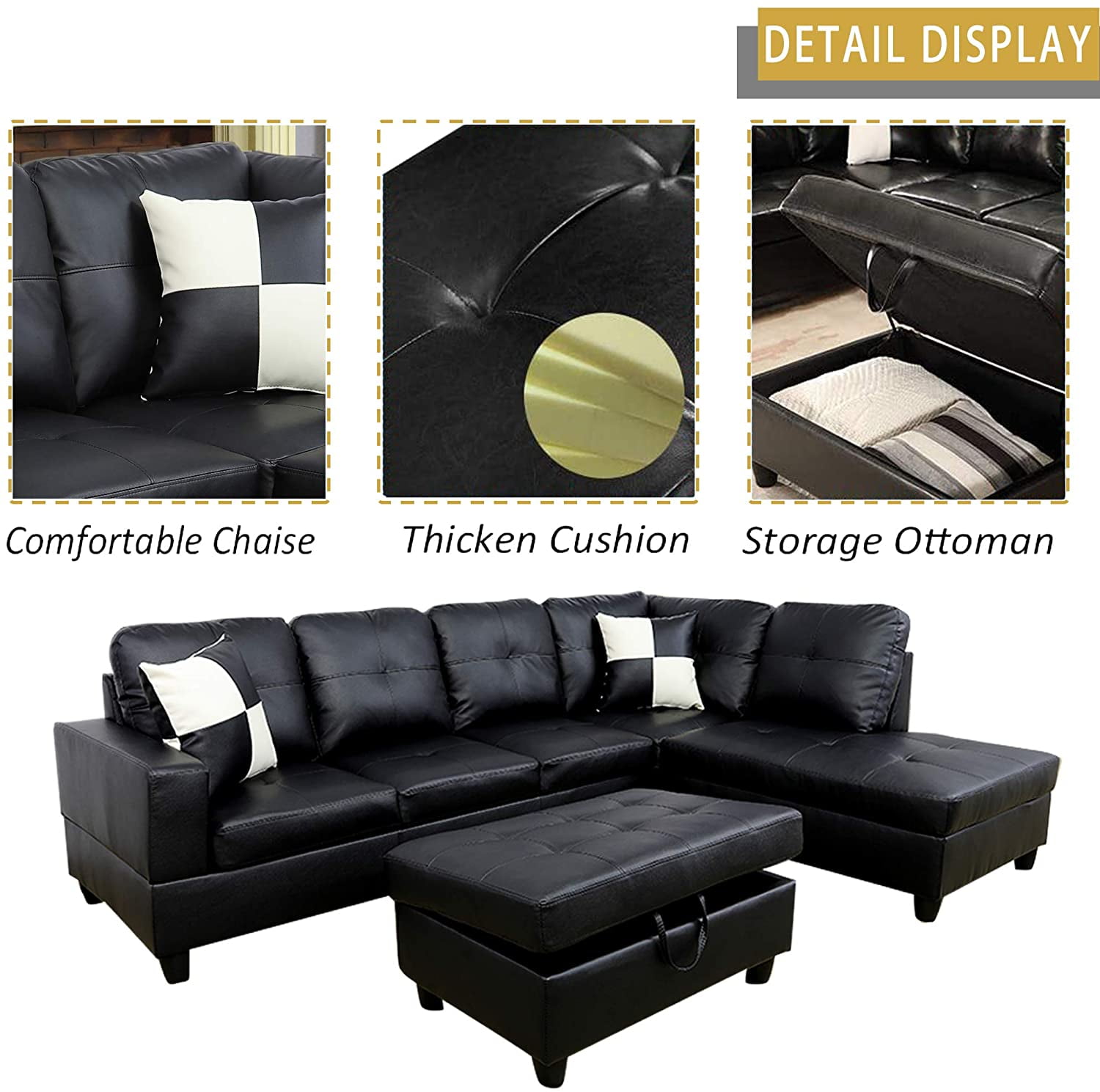 Mobilis Bonded Leather Sectional Sofa