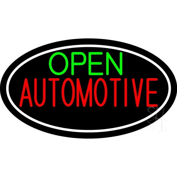 Green Open Automotive LED Neon Sign 13 x 24 - inches, Clear Edge Cut Acrylic Backing, with Dimmer - Bright and Premium built indoor LED Neon Sign for automotive store, and mall.