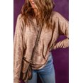 thumbnail image 3 of Women's Chestnut Rib Knit Drop Shoulder Long Sleeve Henley Top, 3 of 5