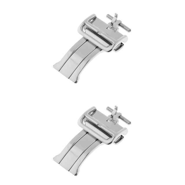 2x Correa de material cuero Hebilla de Mariposa Cierre Desplegable de Botón de material acero Inoxidable 18 + 20 Mm