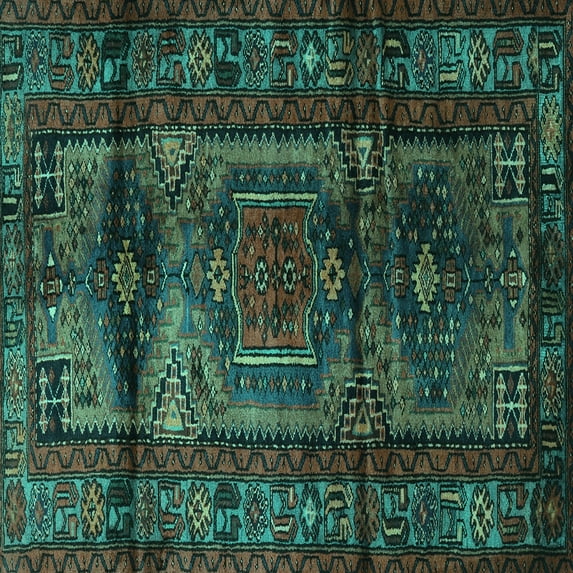 Ahgly Company Indoor Square Persian Turquoise Blue Traditional Area Rugs, 8' Square