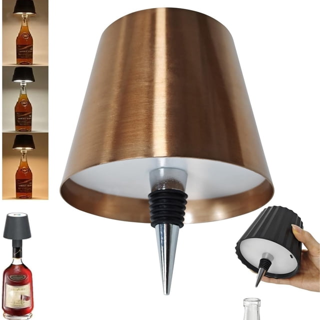 HomeNest Wireless Wine Bottle Lamp Head Portable LED Wireless Wine Bottle Lamp With 3 Modes Dimming Rechargeable Control Wine Bottle Suitable For Any Wine Bottle ( Lamp Shade)