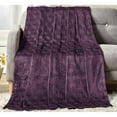 thumbnail image 3 of Amrani Bedcover Embossed Blanket, Soft Premium Microplush, Queen, Plum, 3 of 6