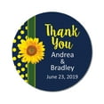thumbnail image 1 of Darling Souvenir Round 45 Pcs Sunflower Thank You Stickers Wedding Personalized Bride Groom Names And Date Envelope Seals-Navy Blue, 1 of 4