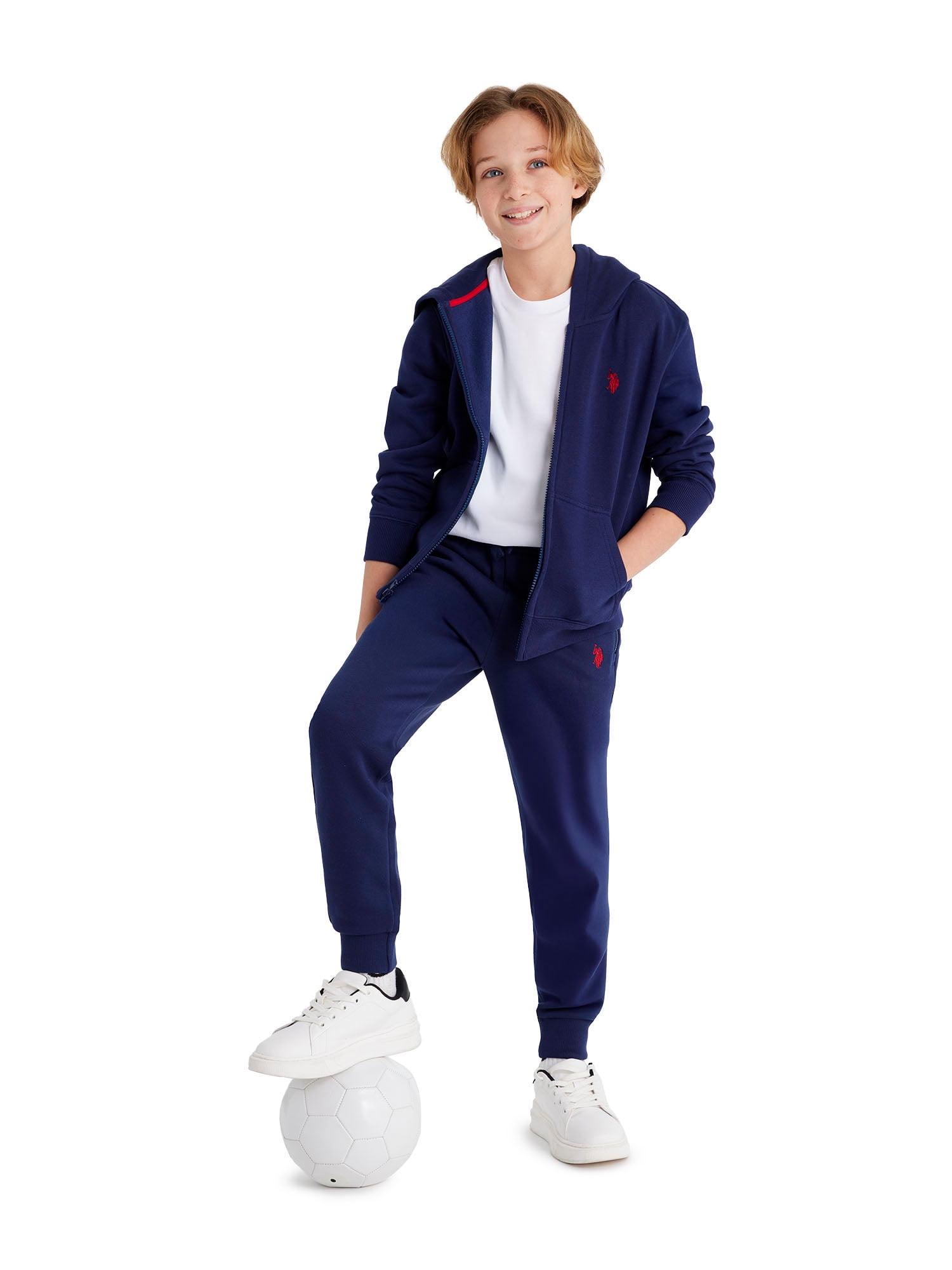 U.S. Polo Assn. Boys Fleece Jogger Pant Zip Pocket, Sizes 4-18