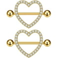 thumbnail image 5 of 14G Rhinestone Heart Nipple Rings for Women Shiny Cubic Zirconia Hollow Love Heart Nipplerings Barbell Nipple Piercing Nipple Shield Rings Body Piercing Jewelry, 5 of 8