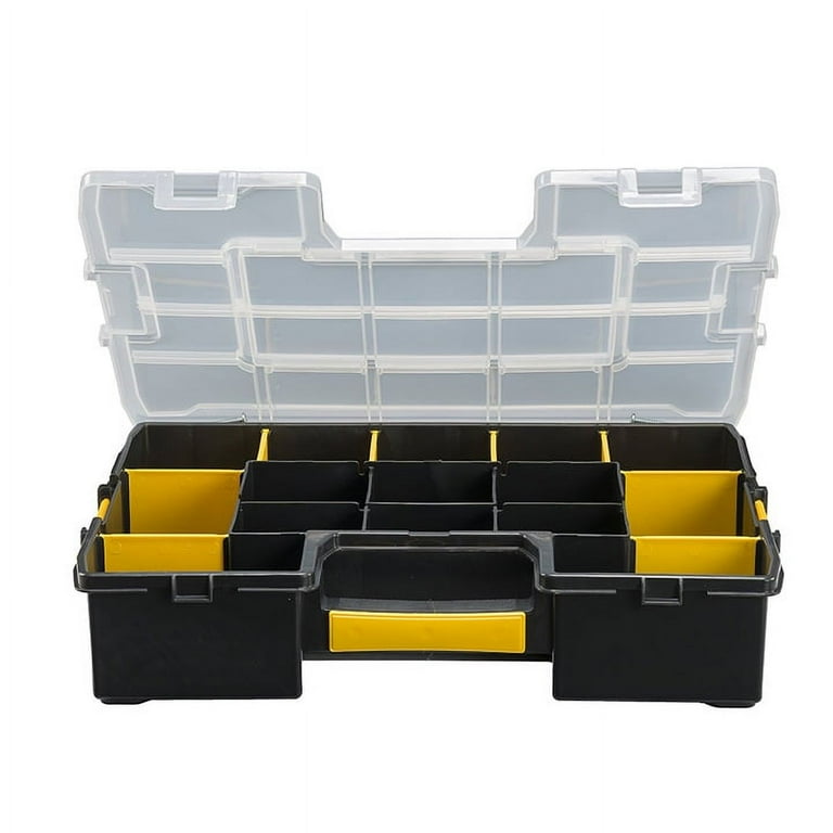 人気新品入荷 STANLEY Adjustable Compartment Box,Plastic,Black STST14027 オットマン・スツール