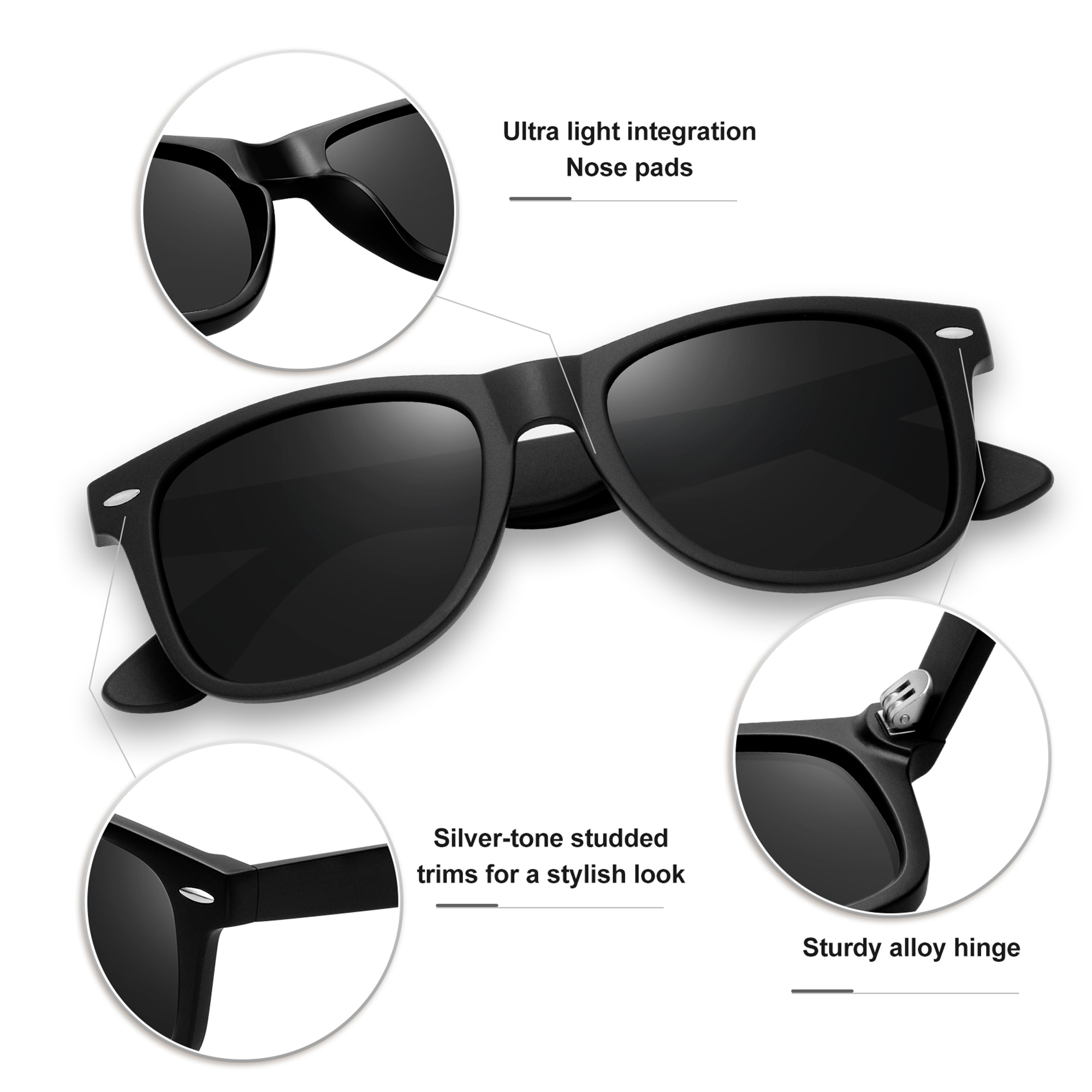 Kanastal Polarized Square Sunglasses, Black photo 8