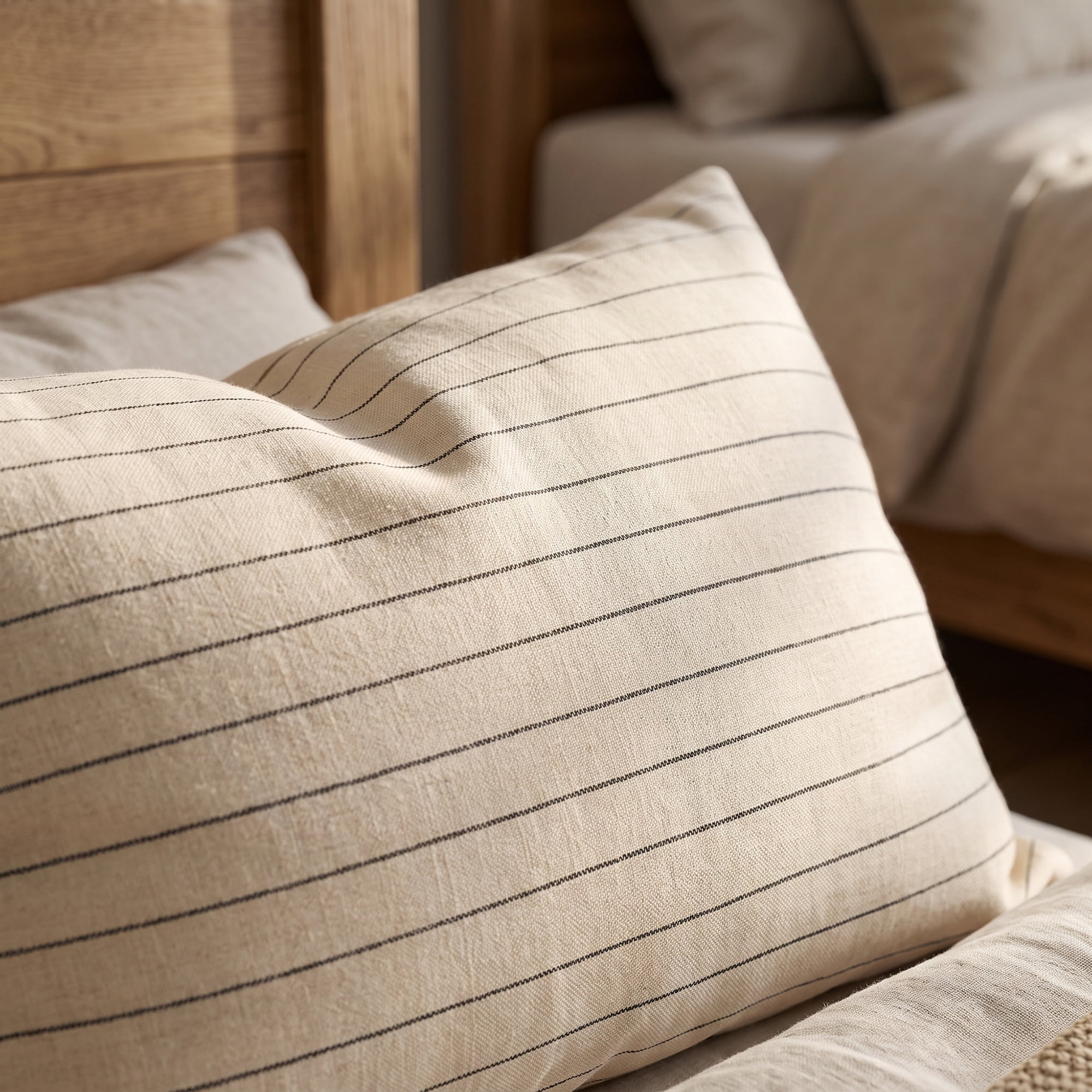 Unique Bargains 2 Pack Fine Stripe Throw Pillow Covers Cotton Blend Cases Beige 20"x12"