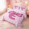thumbnail image 3 of meiyoeat 3D Cartoon Initial E Bed Spread Queen For Girls,Princess Bow Monogram Art Queen Coverlet Set,3-Piece,1 Quilt and 2 Pillowcases, 3 of 7