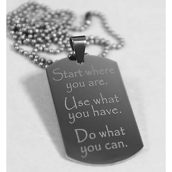 MOTIVATIONAL INSPIRATIONAL CAN DO STAINLESS STEEL  DOG TAG NECKLACE