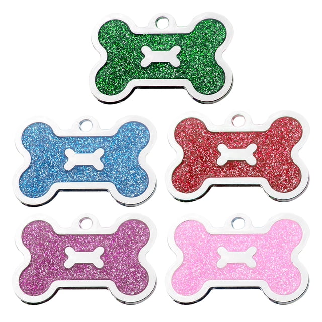 FRCOLOR Pet Tag Pet Tag with Reserved Hole for Easy Use Durable Alloy Material Assorted Color 5pcs Compact Size,1.57"X0.98"X0.2"