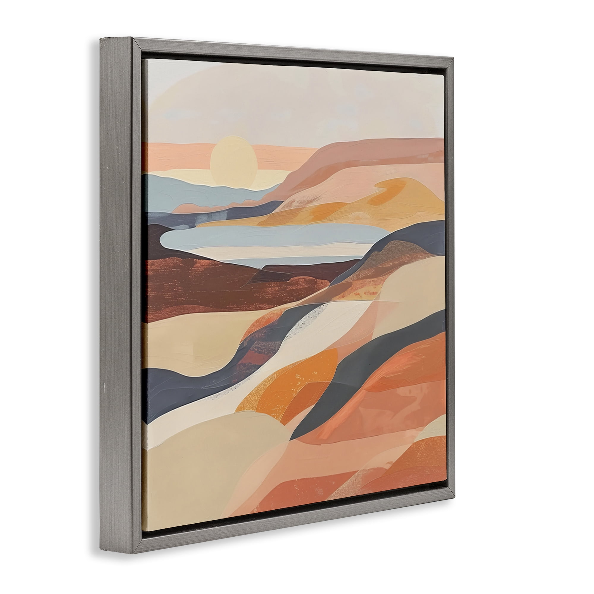 Stupell Industries Layered Canyon Hills Landscape & Nature Painting Gray Floater Framed Canvas Art Print Wall Art, 18 x 18