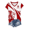 thumbnail image 4 of Women's V-Neck Short Sleeve Sports Tee, England Lion Graphic Print Casual Shirt, Breathable Loose Fit Summer Top, Trendy Soccer Fan Jersey for Game Day and Daily Wear, 4 of 5