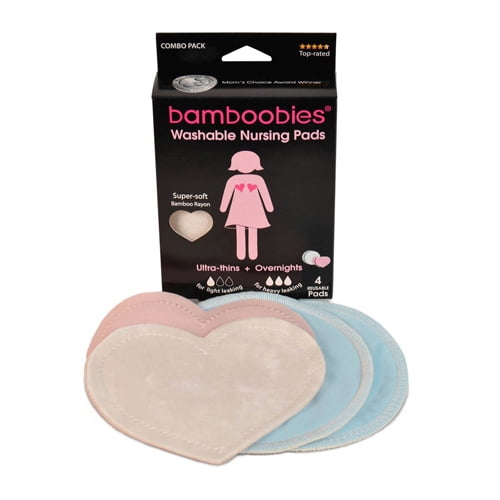 Bamboobies Washable Nursing Pads Combo Pack, Ultra Thins Plus Overnight