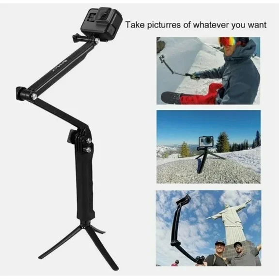For Gopro Hero 9 8 7 6 5 4 Action Camera Phone 3 Way Arm Tripod Selfie Stick