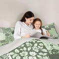 thumbnail image 4 of Homewish Boho Patchwork Grid Queen Comforter Set,Vintage Floral Comforter Sets Queen,Green,Light Gray Reversible,3-Piece,1 Comforter and 2 Pillowcases, 4 of 7