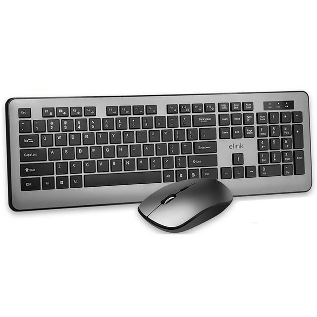 Elink KBR623 - Ensemble Clavier et Souris Sans Fil, Rechargeable, 2,4 GHz, Noir