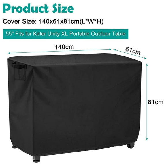 Lanfini 420D Oxford Waterproof Outdoor Dining Cart Cover for Prep Table Pizza Oven BBQ Grill with Adjustable Drawstring Black Furniture Protector