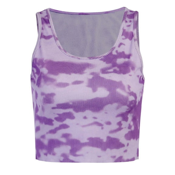 Aayomet Womens Tank Tops Women's Scoop Neck Adjustable Spaghetti Strap Double Lined Seamless Camisole Tank Yoga Crop Tops,Purple M