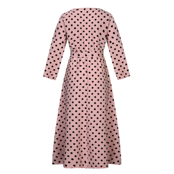 CIDER Polka Dot Party Dress For Women - Long Sleeve Sheer Bowknot Design