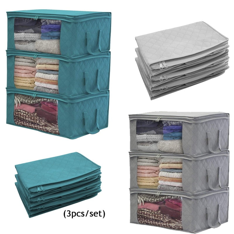 3PCS/Set Foldable Home Closet Storage Bag Organizer Box Clothes Quilt Bags