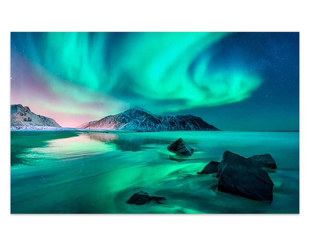 Aurora Borealis Canvas Wall Art Northern Lights Painting Landscape Artwork Home Decoration Living Room Bedroom Ready to -